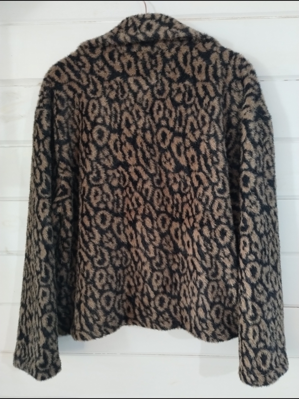 Sanctuary x Anthropologie Leopard Faux Fur Jacket L Animal Print Plush - Picture 3 of 10